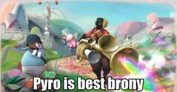 Size: 500x261 | Tagged: safe, human, balloonicorn, barely pony related, image macro, meet the pyro, meta, pyro (tf2), pyroland, soldier, soldier (tf2), team fortress 2