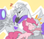 Size: 400x348 | Tagged: artist needed, safe, pinkie pie, earth pony, pony, g4, crossover, duo, eyes closed, female, hot nuts, mare, megatron, singing, smiling, transformers