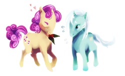 Size: 700x425 | Tagged: safe, artist:muura, bon bon, lyra heartstrings, sweetie drops, earth pony, pony, unicorn, g4, female, lesbian, mare, ship:lyrabon, shipping