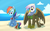 Size: 1280x788 | Tagged: safe, artist:madmax, gilda, rainbow dash, griffon, pegasus, pony, g4, beach, bikini, clothes, confused, duo, duo female, female, mare, ocean, swimsuit