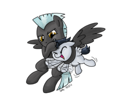 Size: 507x435 | Tagged: safe, artist:zicygomar, rumble, thunderlane, pegasus, pony, g4, brothers, colt, duo, duo male, flailing, male, noogie, siblings, simple background, stallion, transparent background