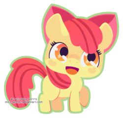 Size: 369x354 | Tagged: safe, artist:miss-glitter, apple bloom, earth pony, pony, g4, chibi, cute, female, filly, outline, simple background, solo, transparent background