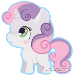 Size: 331x341 | Tagged: safe, artist:miss-glitter, sweetie belle, pony, unicorn, g4, chibi, cute, female, filly, outline, simple background, smiling, solo, transparent background