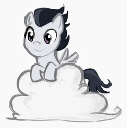 Size: 502x504 | Tagged: safe, artist:angeban, artist:elslowmo, rumble, pegasus, pony, g4, cloud, colt, male, smiling, solo