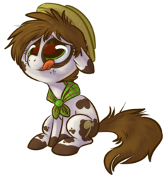 Size: 818x881 | Tagged: safe, artist:php27, oc, oc only, oc:hobo pony, earth pony, pony, floppy ears, hobo pony, hungry, kerchief, licking, licking lips, puppy dog eyes, simple background, solo, tongue out, transparent background
