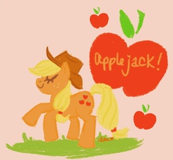 Size: 800x741 | Tagged: safe, artist:emmy, applejack, earth pony, pony, g4, eyes closed, female, solo