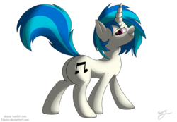 Size: 2000x1385 | Tagged: safe, artist:skipsy, dj pon-3, vinyl scratch, pony, unicorn, g4, butt, confident, female, grin, mare, plot, raised tail, simple background, solo, swag, transparent background