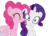 Size: 550x400 | Tagged: safe, artist:haileyguilford, pinkie pie, rarity, earth pony, pony, unicorn, g4, female, horn, lesbian, licking, mare, ship:raripie, shipping, simple background, transparent background