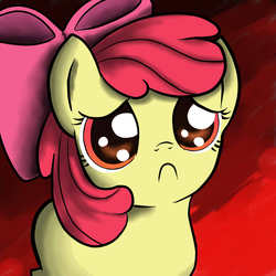 Size: 1200x1200 | Tagged: dead source, safe, artist:ohthatandy, apple bloom, earth pony, pony, g4, :c, cute, daaaaaaaaaaaw, female, filly, foal, frown, sad, sadorable, solo