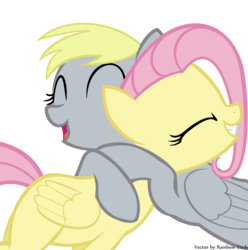 Size: 1900x1916 | Tagged: safe, derpy hooves, fluttershy, pegasus, pony, g4, derpyshy, female, hug, lesbian, mare, shipping, simple background, transparent background