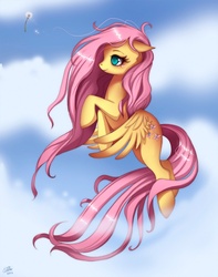Size: 797x1012 | Tagged: dead source, safe, artist:ruhje, fluttershy, pegasus, pony, g4, beautiful, cute, female, floppy ears, flying, mare, no pupils, shyabetes, solo