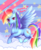 Size: 577x700 | Tagged: dead source, safe, artist:felynea, rainbow dash, pegasus, pony, g4, cloud, cloudy, female, heart, mare, solo, stars