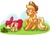 Size: 700x483 | Tagged: safe, artist:shinepawpony, apple bloom, applejack, earth pony, pony, g4, betrayal, betrayed, cutiespark, disgrace, dishonorapple, duo, eating, female, filly, foal, herbivore, hilarious in hindsight, mare, simple background, sisters, strawberry, that pony sure does hate strawberries, treason, white background