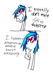 Size: 800x1100 | Tagged: safe, artist:ihatemikegnash, dj pon-3, vinyl scratch, g4, 1000 hours in ms paint, dialogue, glasses