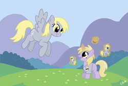 Size: 2575x1735 | Tagged: safe, artist:oomles, derpy hooves, dinky hooves, pegasus, pony, g4, blushing, equestria's best daughter, female, mare