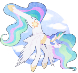 Size: 855x800 | Tagged: safe, artist:badkittyxx, princess celestia, alicorn, pony, g4, cloud, female, flying, mare, simple background, sky, smiling, solo, transparent background