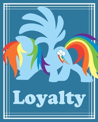 Size: 550x688 | Tagged: safe, artist:cyle, part of a set, rainbow dash, pegasus, pony, g4, element of loyalty, female, lineless, loyalty, poster, solo