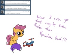 Size: 1600x1200 | Tagged: safe, scootaloo, pegasus, pony, g4, ask, female, filly, foal, helmet, little scootaloo, scooter, tumblr