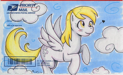 Size: 830x509 | Tagged: safe, artist:hezaa, derpy hooves, pegasus, pony, g4, female, mare, solo, traditional art