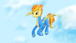 Size: 1920x1080 | Tagged: safe, artist:vabla, spitfire, pony, g4, clothes, cloud, female, solo, uniform, wonderbolts uniform