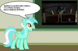 Size: 882x583 | Tagged: safe, lyra heartstrings, pony, g4, chalkboard, human studies101 with lyra, lyra got it right, meme, optimus prime, transformers