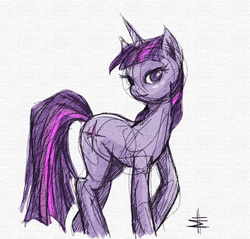 Size: 898x859 | Tagged: safe, artist:tt-n, twilight sparkle, pony, unicorn, g4, female, looking at you, mare, sketch, smiling, smiling at you, solo, unicorn twilight