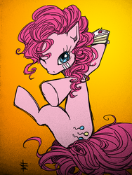 Size: 900x1200 | Tagged: dead source, safe, artist:tt-n, pinkie pie, earth pony, pony, g4, cake, colored, female, food, mare, solo