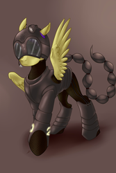 Size: 1728x2592 | Tagged: source needed, useless source url, safe, artist:tzelly-el, oc, oc only, pegasus, pony, fallout equestria, armor, enclave, fallout, grand pegasus enclave, powered exoskeleton, solo, wings