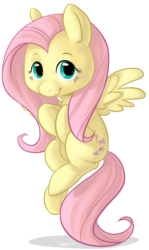 Size: 515x865 | Tagged: safe, artist:php27, fluttershy, pegasus, pony, g4, female, hooves to the chest, looking at you, mare, simple background, smiling, solo, spread wings, three quarter view, transparent background, wings