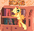 Size: 431x400 | Tagged: safe, edit, edited screencap, screencap, applejack, earth pony, pony, g4, look before you sleep, season 1, animated, blinking, brony, cropped, female, gif, golden oaks library, hatless, loop, missing accessory, mouth hold, reaction image, rope, solo, swingjack