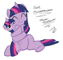 Size: 900x858 | Tagged: safe, artist:doctorraz, artist:rmsaun98722, twilight sparkle, pony, unicorn, g4, ^^, eyes closed, female, hug, mare, plushie, pony plushie, self plushidox, simple background, smiling, solo, twilight sparkle plushie, unicorn twilight, white background