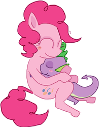 Size: 558x668 | Tagged: safe, artist:weaver, pinkie pie, spike, g4, blush sticker, blushing, colored, female, hug, male, ship:pinkiespike, shipping, simple background, spikelove, straight, white background