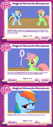 Size: 625x1493 | Tagged: safe, artist:ponyholic, rainbow dash, pegasus, pony, unicorn, g4, female, horn, looking at each other, magic, magic aura, magical moments storybook, sad face, spread wings, toilet, wings