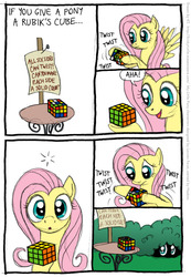 Size: 558x808 | Tagged: safe, artist:kturtle, fluttershy, pony, g4, comic, female, rubik's cube, solo
