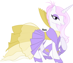 Size: 769x665 | Tagged: dead source, safe, artist:rhcp-cream, fleur-de-lis, pony, unicorn, g4, clothes, dress, female, gala dress, mare, simple background, solo, transparent background