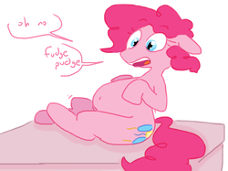 Size: 792x593 | Tagged: safe, artist:weaver, pinkie pie, earth pony, pony, g4, belly button, chubby, colored, fat, female, pudgy pie, simple background, solo, white background