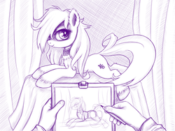 Size: 1024x768 | Tagged: source needed, safe, artist:rainbow, oc, oc only, oc:gammadelta, human, chest fluff, collar, cute, draw me like one of your french girls, duo, ear fluff, hand, monochrome, pet, pony pet, traditional art, unshorn fetlocks