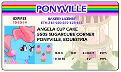 Size: 500x300 | Tagged: safe, artist:doctorxfizzle, cup cake, g4, full name, id card, license