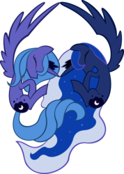 Size: 2851x4000 | Tagged: safe, artist:kalleflaxx, princess luna, alicorn, pony, g4, cute, duality, female, mare, s1 luna, simple background, sleeping, spread wings, transparent background, vector, wings