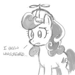 Size: 900x900 | Tagged: safe, artist:johnjoseco, screwball, pony, g4, female, grayscale, monochrome, sketch, solo, unscrewed