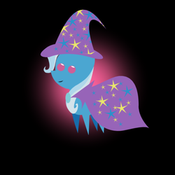Size: 500x500 | Tagged: safe, artist:askatraveller, trixie, pony, unicorn, g4, black background, blue body, blue coat, blue fur, blue pony, brooch, cape, clothes, female, hat, jewelry, lavender eyes, light blue hair, light blue mane, mare, pointy ponies, purple eyes, simple background, solo, trixie's brooch, trixie's cape, trixie's hat