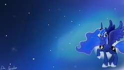 Size: 1366x768 | Tagged: safe, artist:drgexlin, princess luna, alicorn, pony, g4, female, mare, raised hoof, sky, solo, stars, vector, wallpaper