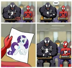 Size: 426x400 | Tagged: safe, rarity, g4, comic, crossover, male, spider-man, venom