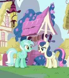 Size: 490x551 | Tagged: safe, screencap, bon bon, derpy hooves, lyra heartstrings, sweetie drops, pegasus, pony, g4, secret of my excess, adorabon, animated, cute, derpabetes, female, lyrabetes, mare, trio, well
