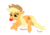 Size: 8486x6000 | Tagged: safe, artist:dash1e, applejack, earth pony, pony, g4, absurd resolution, apple, bedroom eyes, female, loose hair, mare, mouth hold, obligatory apple, prone, simple background, solo, that pony sure does love apples, transparent background, vector