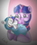 Size: 949x1156 | Tagged: safe, artist:leaxoftheunderworld, twilight sparkle, oc, oc:sabien, pony, g4, aunt and nephew, auntie twilight, colt, female, foal, holding a pony, hoof sucking, male, mare, newborn, offspring, parent:princess cadance, parent:shining armor, parents:shiningcadance