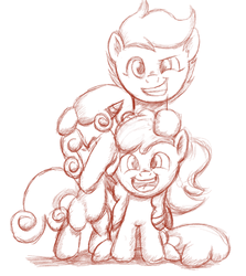 Size: 479x538 | Tagged: safe, artist:paucity-luxuriance, apple bloom, scootaloo, sweetie belle, g4, cutie mark crusaders, sketch