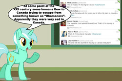 Size: 887x588 | Tagged: safe, lyra heartstrings, human, pony, g4, canada, chalkboard, dialogue, human studies101 with lyra, meme, obamacare, text, twitter
