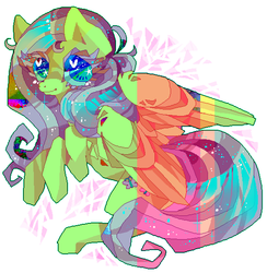 Size: 561x575 | Tagged: safe, artist:suippumato, fluttershy, pegasus, pony, g4, colorful, eyestrain warning, female, mare, simple background, solo, white background, wings