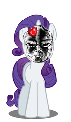 Size: 616x1058 | Tagged: safe, rarity, pony, g4, draw on me, fire ruby, human face, jojo's bizarre adventure, simple background, solo, stone mask, white background